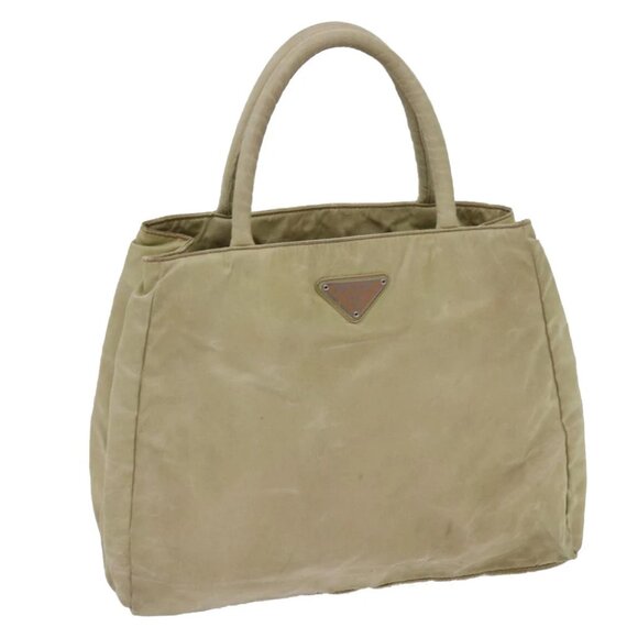 PRADA Hand Bag Nylon Beige Auth ac2748 - Picture 1 of 15